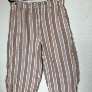 MADEWELL WIDE LEG CAPRI DRAWSTRING SZ LARGE NW 55% LINEN